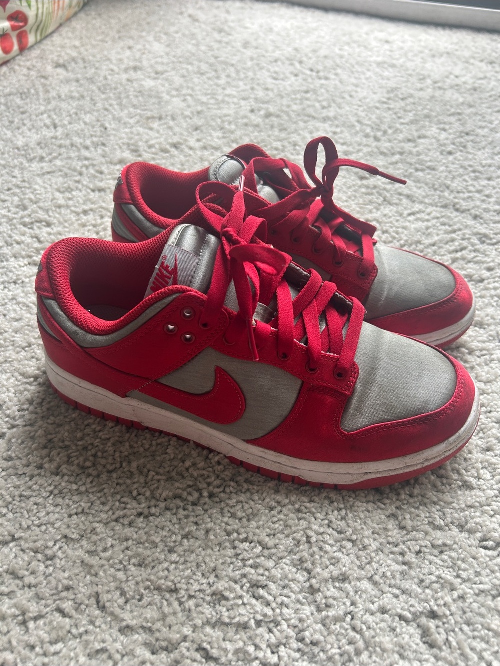 Women’s Nike Dunk Sneakers in Red and Gray - Picture 3 of 6
